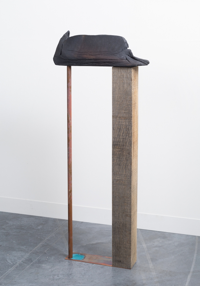 Katinka Bock

Standing, solo black

2018

Wood, ceramic, copper

46 1/2 x 19 1/2 x 4 3/4 inches (118.1 x 49.5 x 12.1 cm)

Unique

KBO 108

&amp;nbsp;

INQUIRE