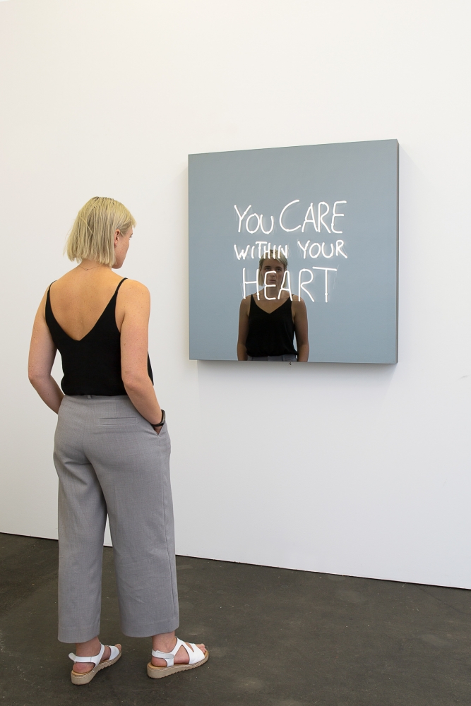 Jeppe Hein

YOU CARE WITHIN YOUR HEART (handwritten)

2018

Powder-coated aluminum, neon tubes, two-way mirror, powder-coated steel, transformers

39 3/8 x 39 3/8 x 4 inches (100 x 100 x 10 cm)

Edition&amp;nbsp;of 3, with 2 AP

JH 528

&amp;nbsp;

INQUIRE