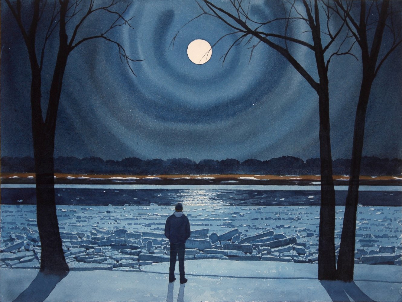 Tim Gardner

Man in Moonlight, Red River

2020

Watercolor on paper

12 1/8&amp;nbsp; x 16 1/8 inches (30.8 x 41 cm)

TG 591

&amp;nbsp;

INQUIRE