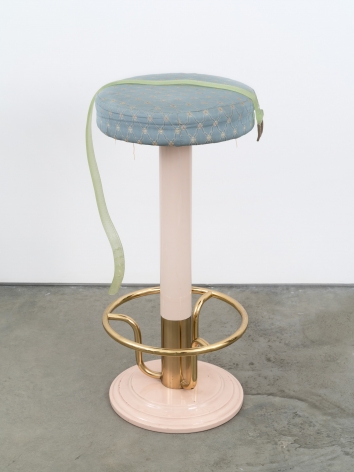 Valentin Carron, Belt on bar stool, 2014